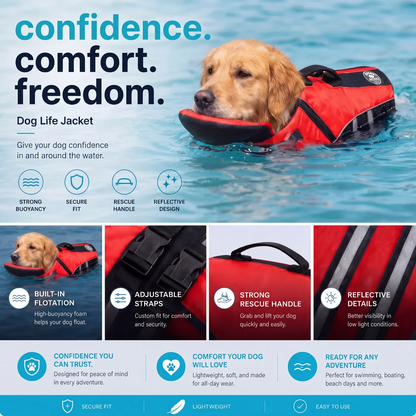 floaty - dog life jacket with chinlift™ head rest